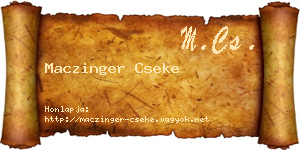Maczinger Cseke névjegykártya